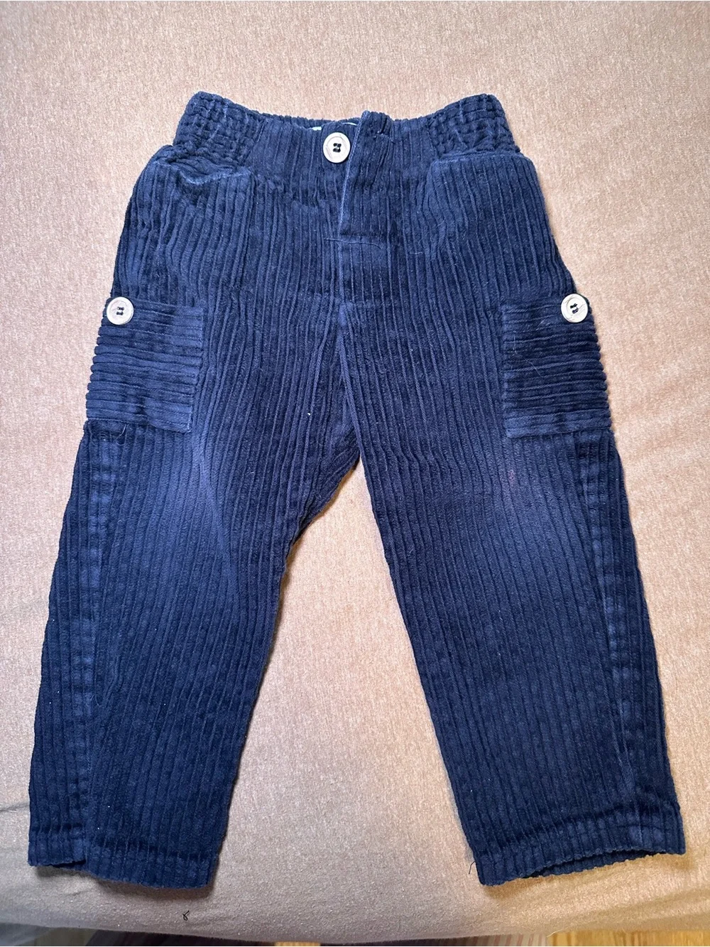 Navy Corduroy Cargo Pocket Kids Pants